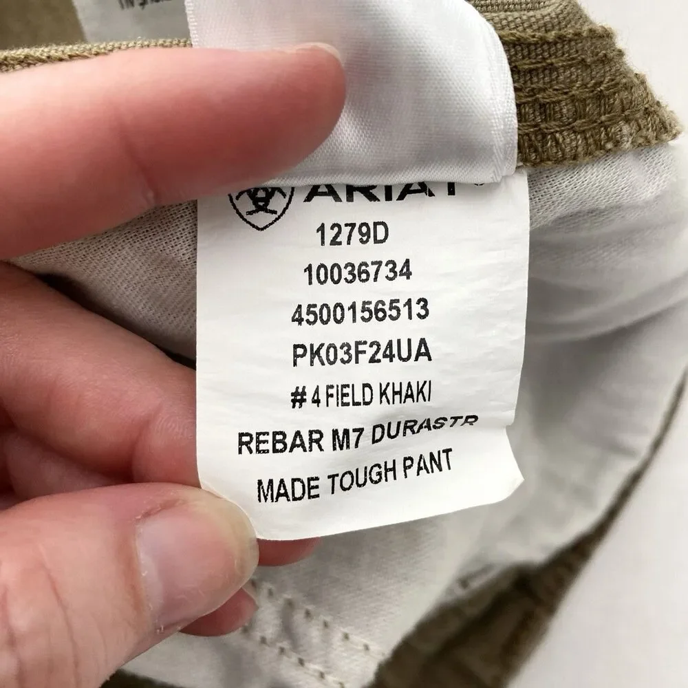Ariat Rebar M7 Pants Slim Straight Leg Canvas Mens 38x32 Brown Workwear Utility - Picture 9 of 12